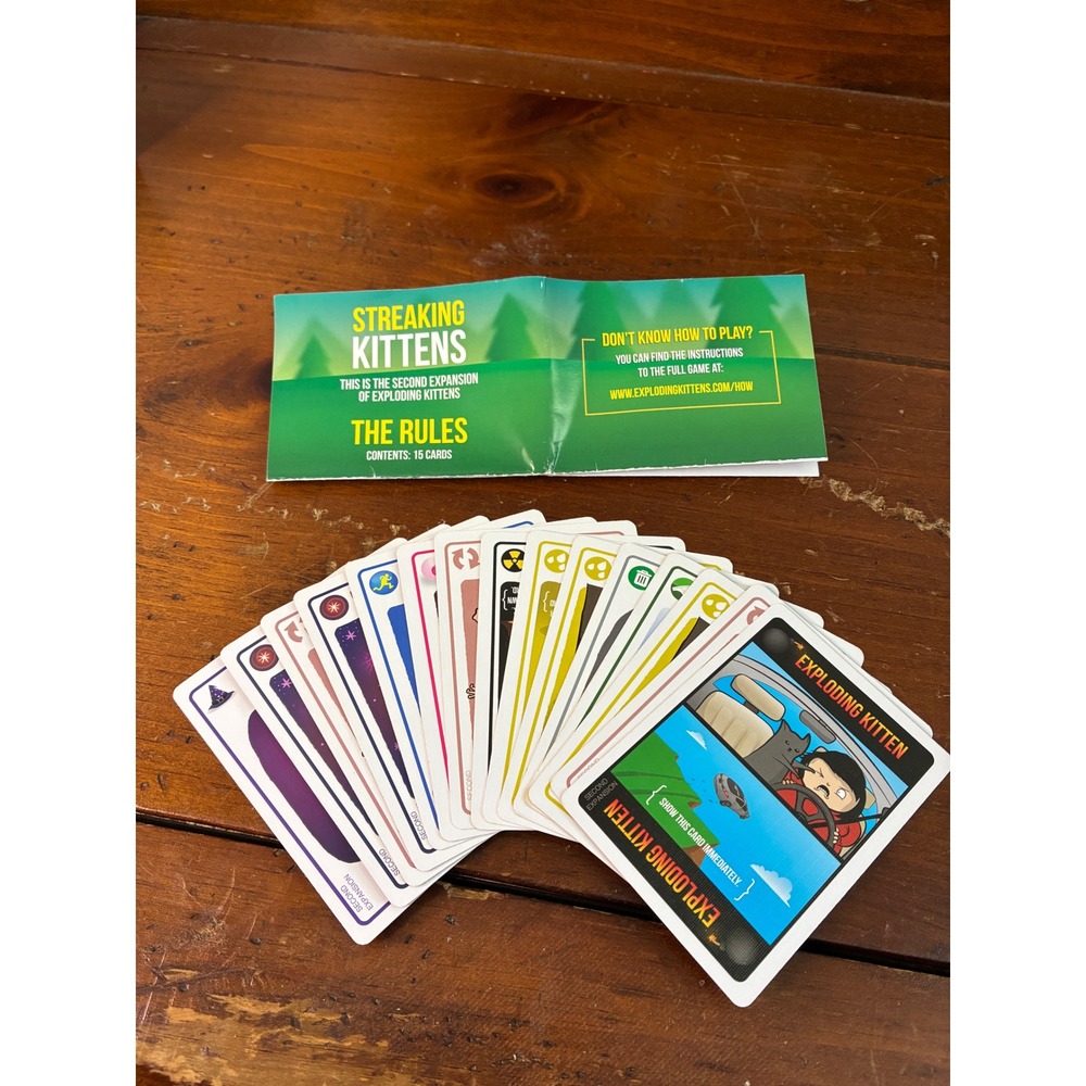 Exploding Kittens Card Game Streaking Kittens 2nd Expansion 15 cards No Box